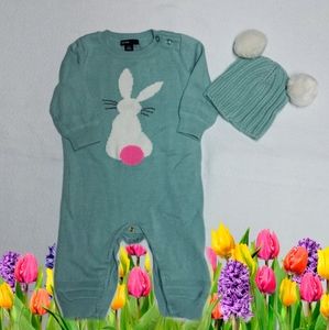 Baby Gap bunny and pom pom hat outfit